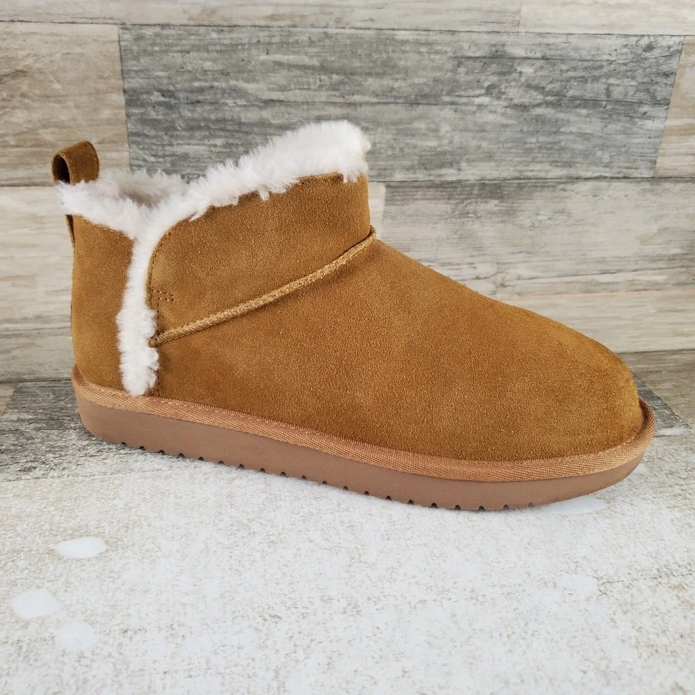 Koolaburra by Ugg Koola Ultra Mini Girls Winter Boots Sz 5 Brown Side Fur Lined